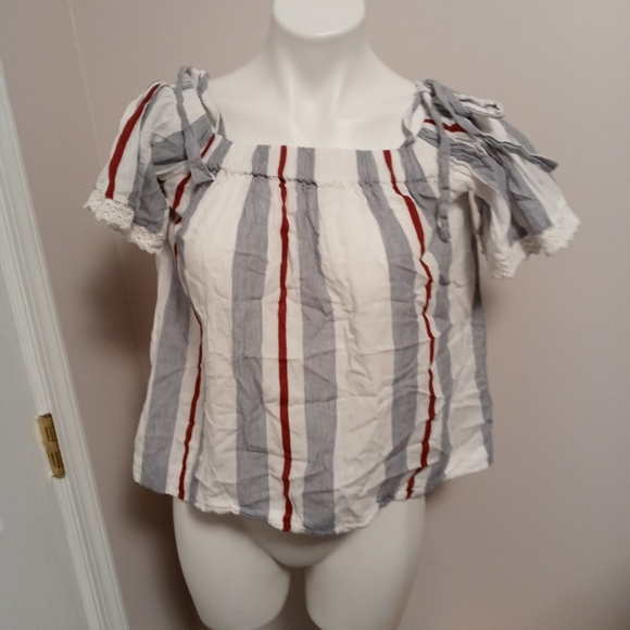 Girl Krazy striped red white and blue top - Picture 1 of 3
